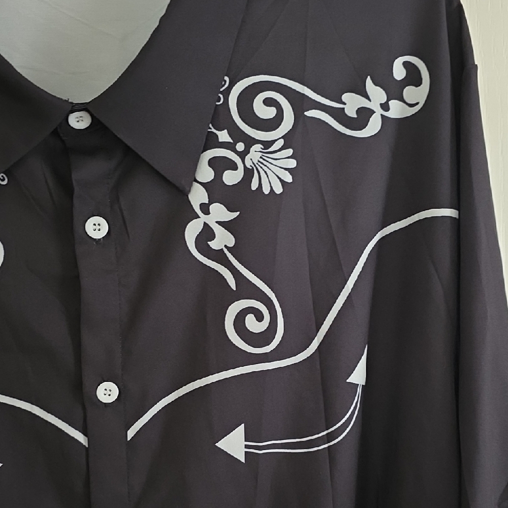 Black Western Shirt with White Embroidery - Picture 2 of 7